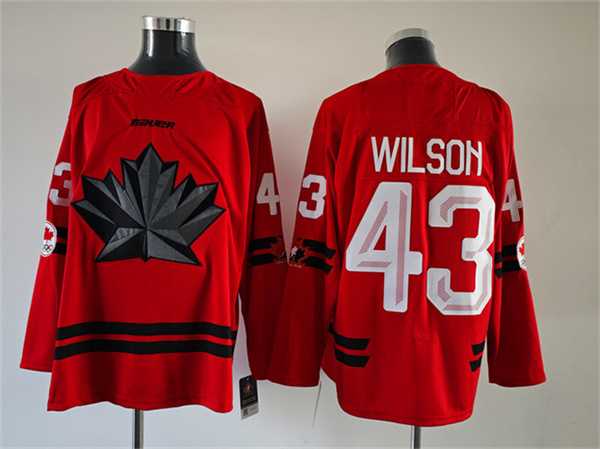 Mens Canada Hockey #43 Tom Wilson Red Stitched Jersey