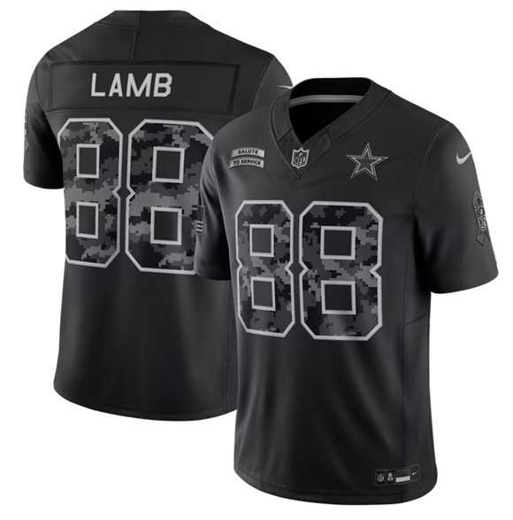 Mens Dallas Cowboys #88 CeeDee Lamb Black 2026 F.U.S.E. Salute to Service Limited Stitched Jersey