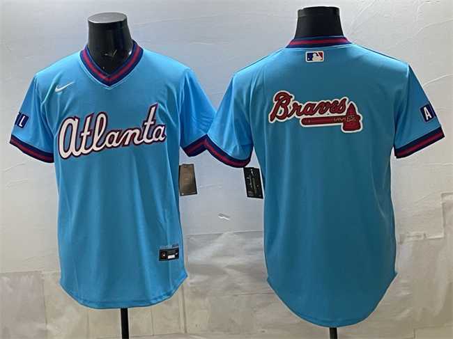 Mens Atlanta Braves Team Big Logo Powder Blue 2026 City Connect Stadium Stitched Jersey Dzhi