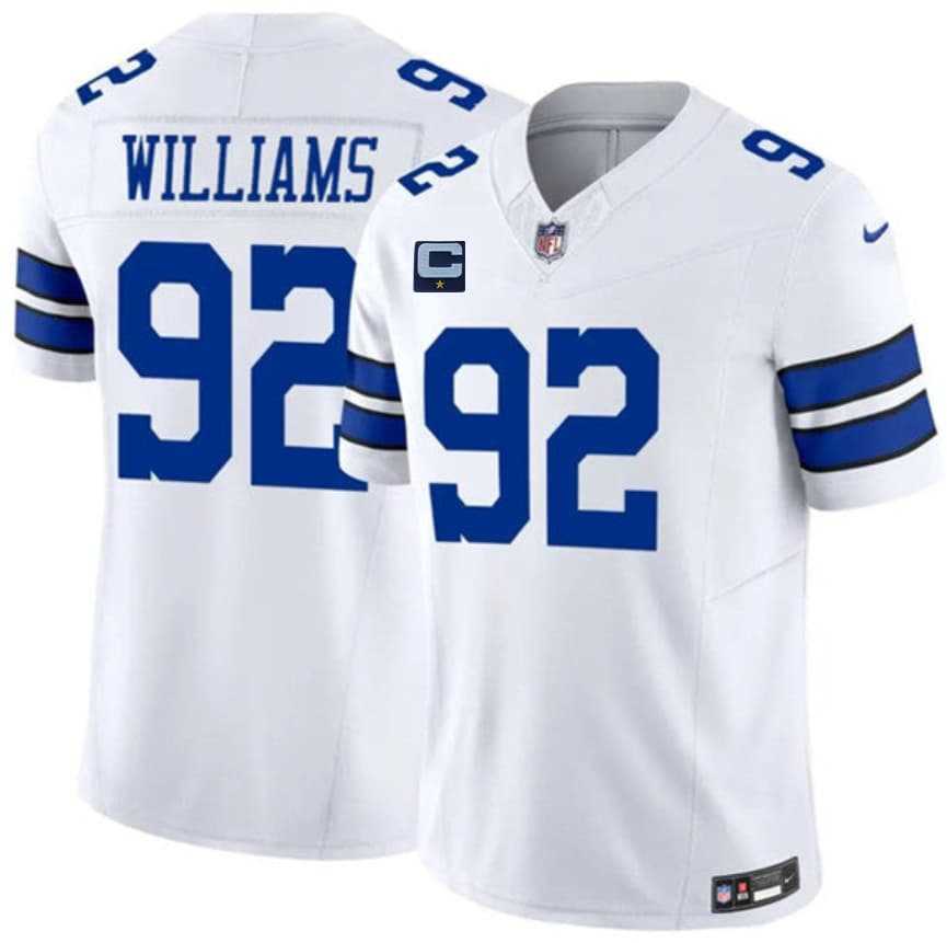 Mens Dallas Cowboys #92 Quinnen Williams White 2026 With 1-Star C Patch F.U.S.E. Vapor Untouchable Limited Stitched Jersey