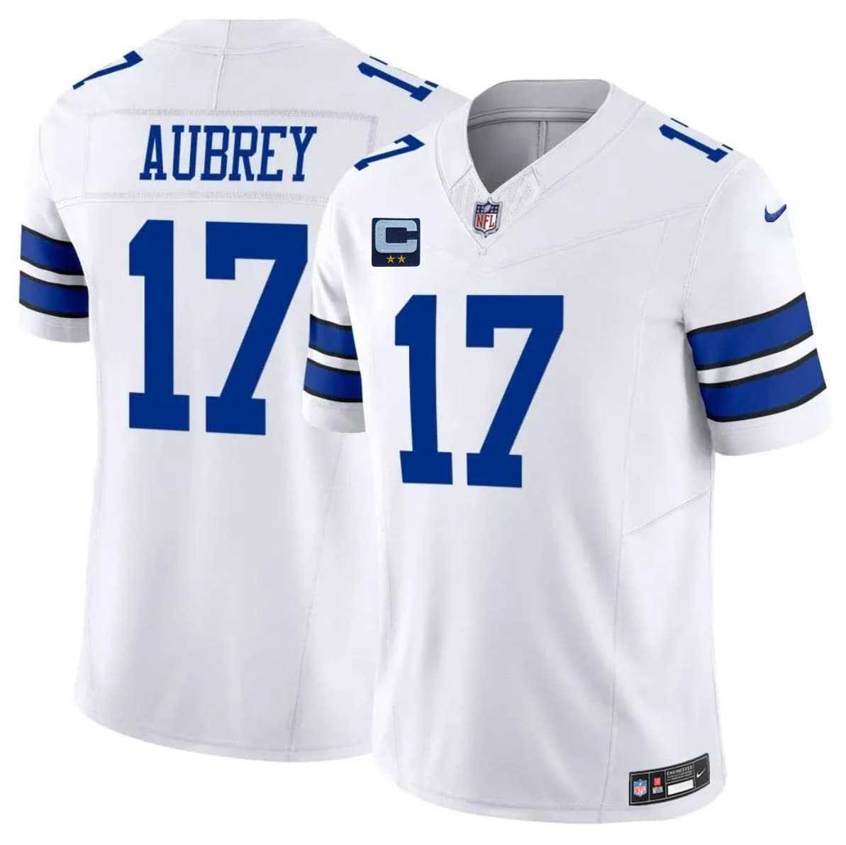 Mens Dallas Cowboys #17 Brandon Aubrey White 2026 With 2-Star C Patch F.U.S.E. Vapor Untouchable Limited Stitched Jersey