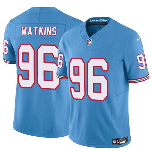 Men & Women & Youth Tennessee Titans #96 Carlos Watkins Blue 2025 F.U.S.E. Throwback Vapor Limited Stitched Jersey