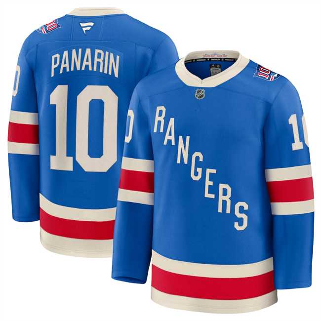 Mens New York Rangers #10 Artemi Panarin Blue Centennial Stitched Jersey Dzhi