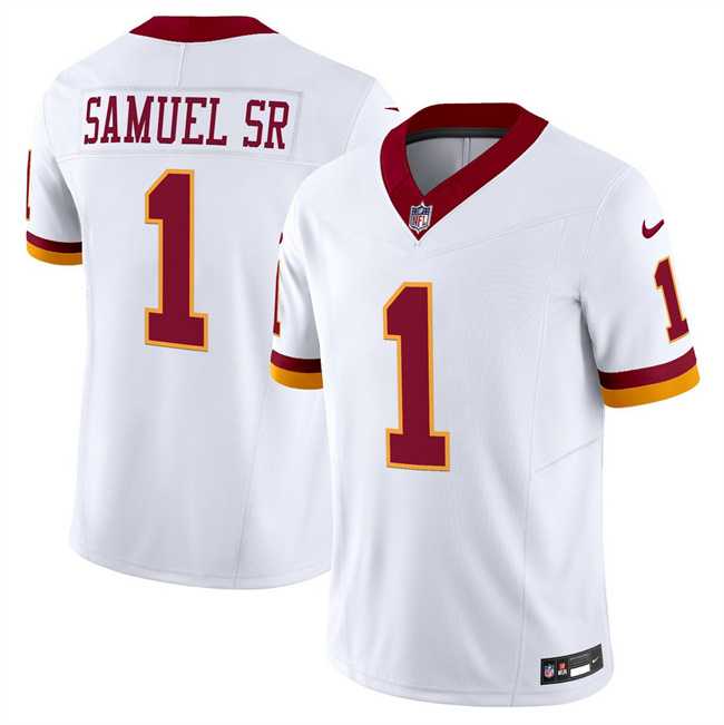 Men & Women & Youth Washington Commanders #1 Deebo Samuel Sr. White 2025 F.U.S.E. Throwback Vapor Limited Stitched Jersey