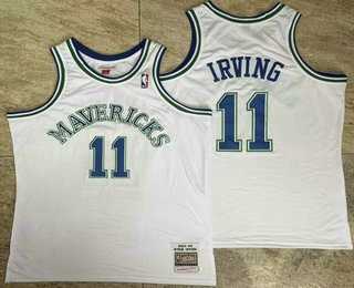 Mens Dallas Mavericks #11 Kyrie Irving White AU Throwback Jersey