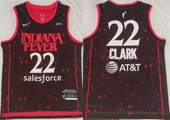 Mens Indiana Fever #22 Caitlin Clark Black Red Stitched Jersey