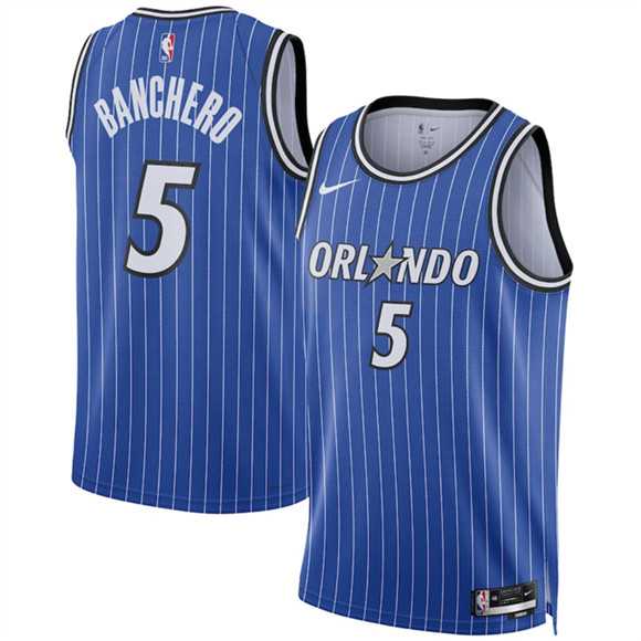 Mens Orlando Magic #5 Paolo Banchero Blue 2025 Icon Edition Stitched Basketball Jersey Dzhi