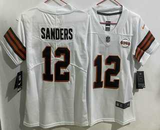 Womens Cleveland Browns #12 Shedeur Sanders Limited White Alternate Vapor Jersey