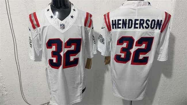 Mens New England Patriots #32 TreVeyon Henderson White F.U.S.E. Vapor Limited Football Stitched Jersey