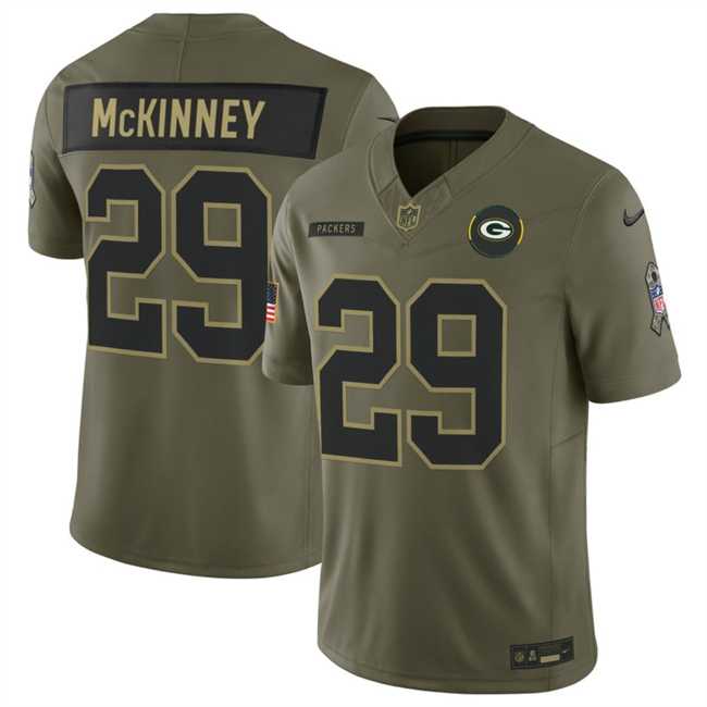 Mens Green Bay Packers #29 Xavier McKinney Olive 2025 F.U.S.E. Salute to Service Limited Stitched Jersey Dyin