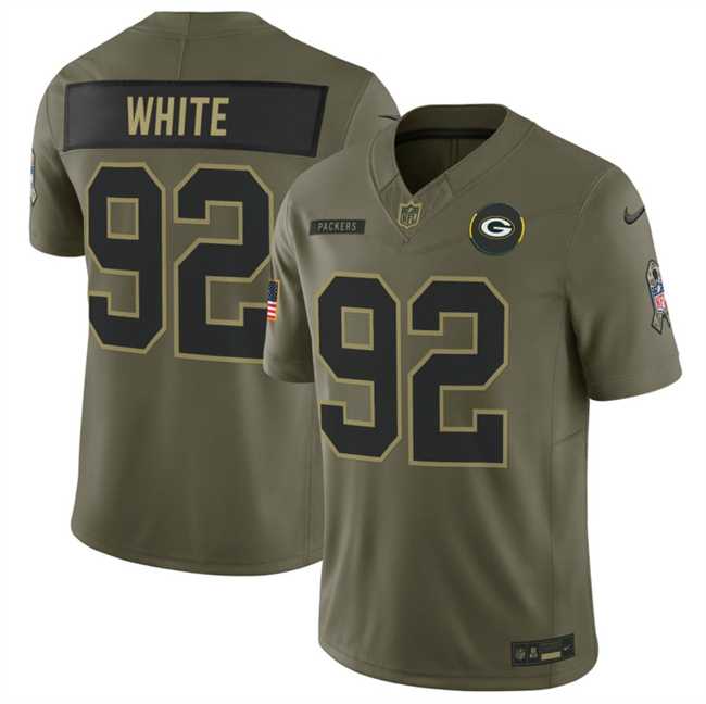 Mens Green Bay Packers #92 Reggie White Olive 2025 F.U.S.E. Salute to Service Limited Stitched Jersey Dyin