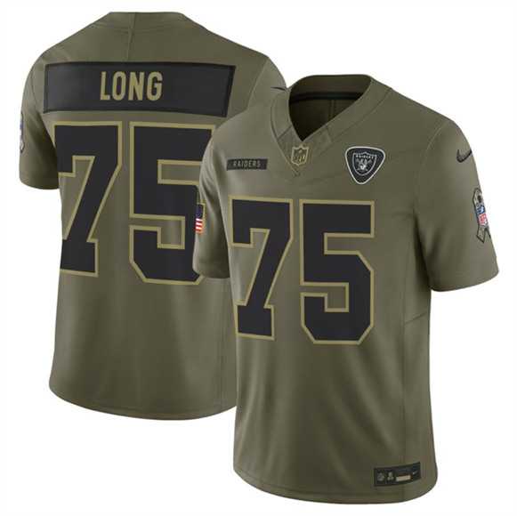 Mens Las Vegas Raiders #75 Howie Long Olive 2025 Salute to Service Limited Stitched Jersey Dyin