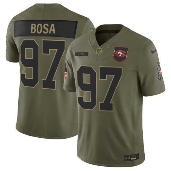 Mens San Francisco 49ers #97 Nick Bosa Olive 2025 Salute to Service Limited Stitched Jersey Dyin
