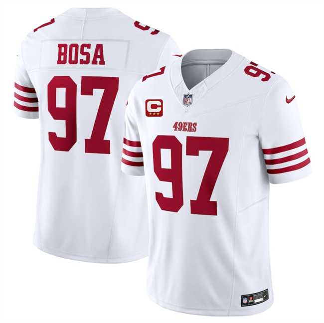 Mens San Francisco 49ers #97 Nick Bosa White 2025 F.U.S.E. With 3-Star C Patch Vapor Untouchable Limited Stitched Jersey Dzhi