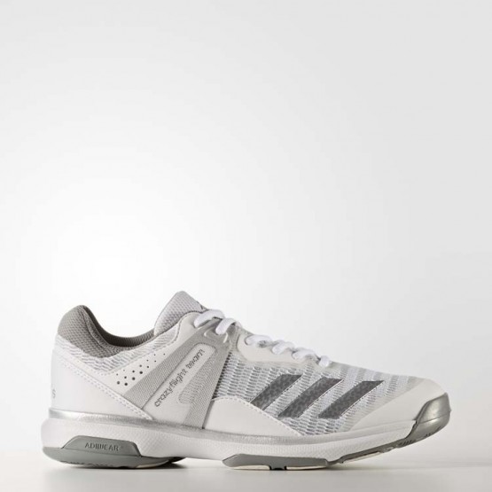 Womens White/Metallic Silver Adidas Crazyflight Team Volleyball Shoes 208UVLWD