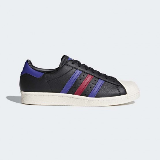 Mens Core Black/Blue/Mystery Ruby Adidas Originals Superstar 80s Shoes 227QIBSJ->Adidas Men->Sneakers