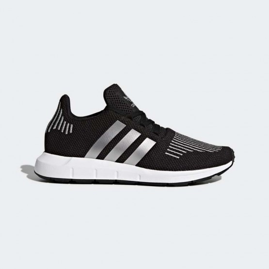 Kids Core Black/Silver Metallic/White Adidas Originals Swift Run Shoes 247PFJMR->Adidas Kids->Sneakers