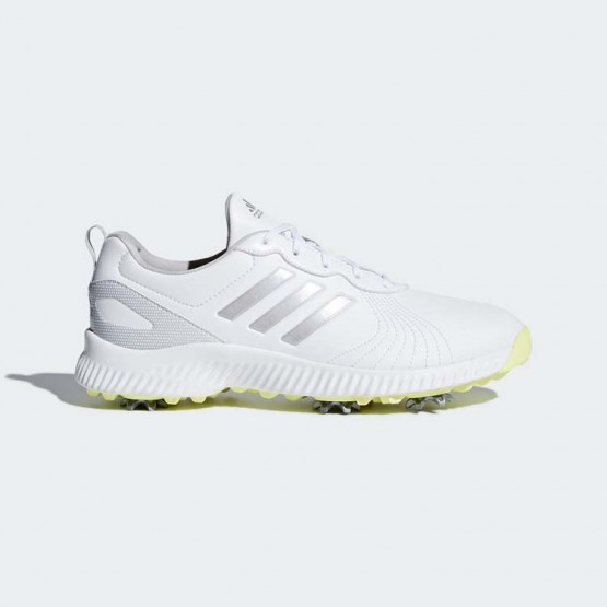 Womens White/Silver Metallic/Semi Frozen Yellow Adidas Response Bounce Golf Shoes 324QFIWA->Adidas Women->Sneakers