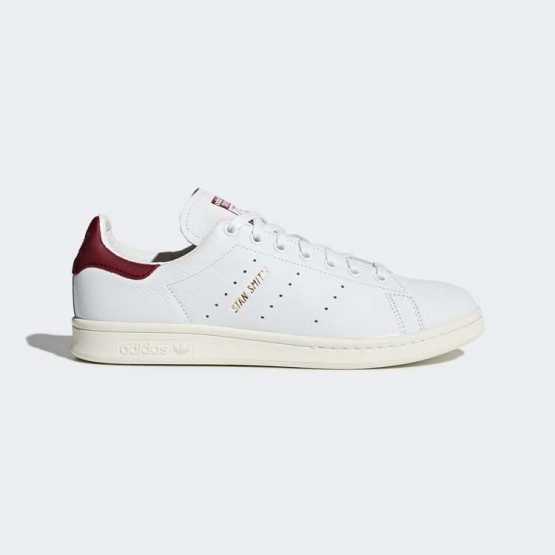 Mens White/Collegiate Burgundy Adidas Originals Stan Smith Shoes 348YFARW->Adidas Men->Sneakers