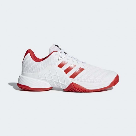 Womens White/Light Scarlet Adidas Barricade 2018 Tennis Shoes 399JPVRU->Adidas Women->Sneakers