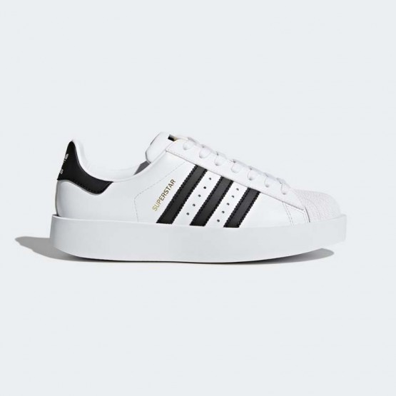 Womens White/Core Black/Gold Metallic Adidas Originals Superstar Bold Platform Shoes 426FPNDX->Adidas Women->Sneakers