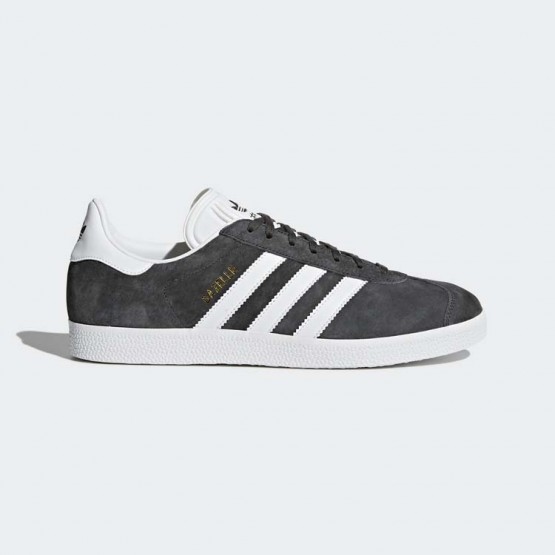 Mens Solid Grey/White/Metallic Gold Adidas Originals Gazelle Shoes 506HDZBQ->Adidas Men->Sneakers