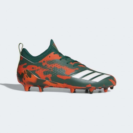 Mens Dark Green/White/Collegiate Orange Adidas Adizero Tagged Cleats Football Cleats 576DVLEB->Adidas Men->Sneakers