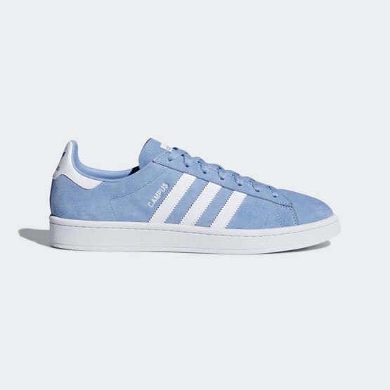 Mens Ash Blue/White Adidas Originals Campus Shoes 619VBETU->Adidas Men->Sneakers