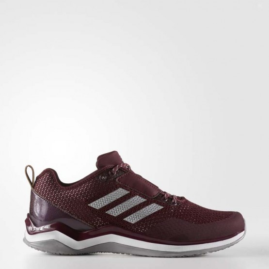 Mens Maroon/Metallic Silver/White Adidas Speed Trainer 3 Baseball Shoes 654HFBEA->Adidas Men->Sneakers