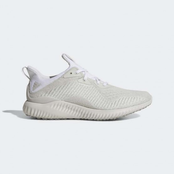 Mens White/Silver Metallic/Off White Adidas Alphabounce Em Running Shoes 693SIECT