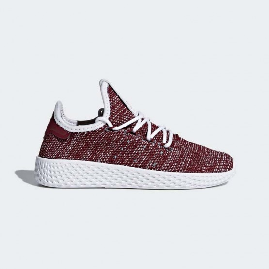 Kids White/Collegiate Burgundy Adidas Originals Pharrell Williams Tennis Hu Shoes 726VFSXE->Adidas Kids->Sneakers