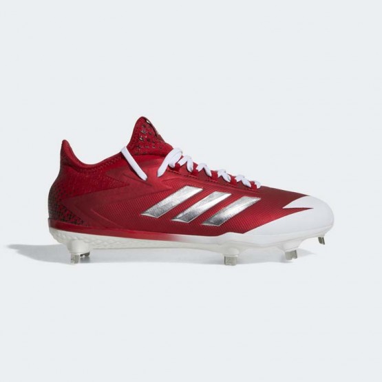 Mens Power Red/Metallic Silver/White Adidas Adizero Afterburner 4 Cleats Baseball Shoes 775BAXQR->Adidas Men->Sneakers