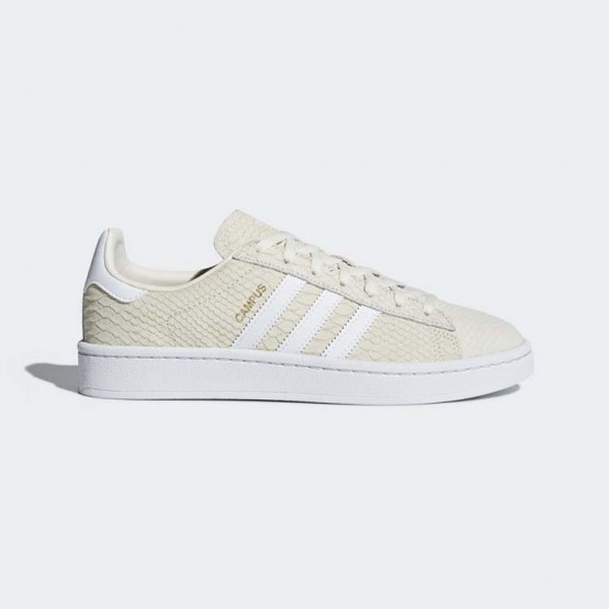 Womens White/Gold Metallic Adidas Originals Campus Shoes 837JGWDY->Adidas Women->Sneakers