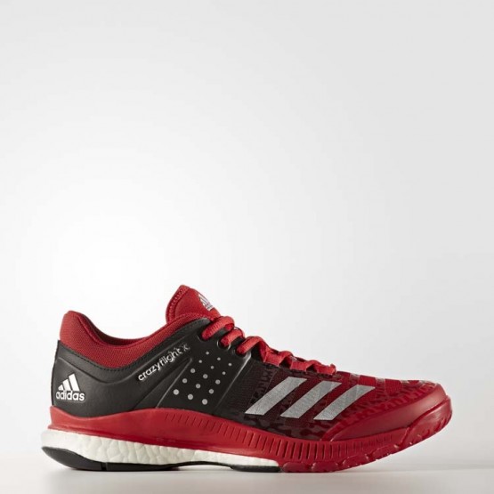 Womens Core Black/Metallic Silver/University Red Adidas Crazyflight X Volleyball Shoes 876BZCTM