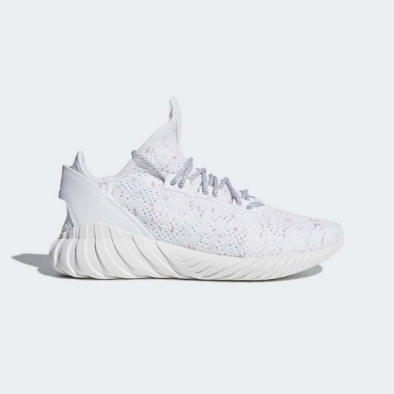 Mens White/Grey/Cardinal Adidas Originals Tubular Doom Sock Primeknit Shoes 912JCOSG